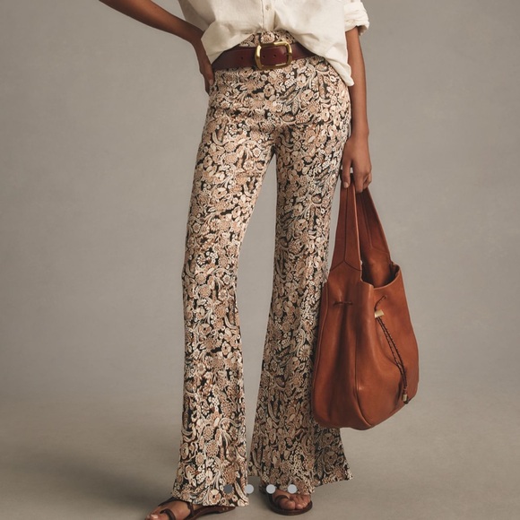 Anthropologie Satin Flare Pants - Picture 4 of 5